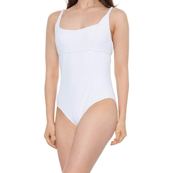 Andie Swim the Havana Rib One Piece Swimsuit NWT size Large TALL in White - Picture 1 of 9